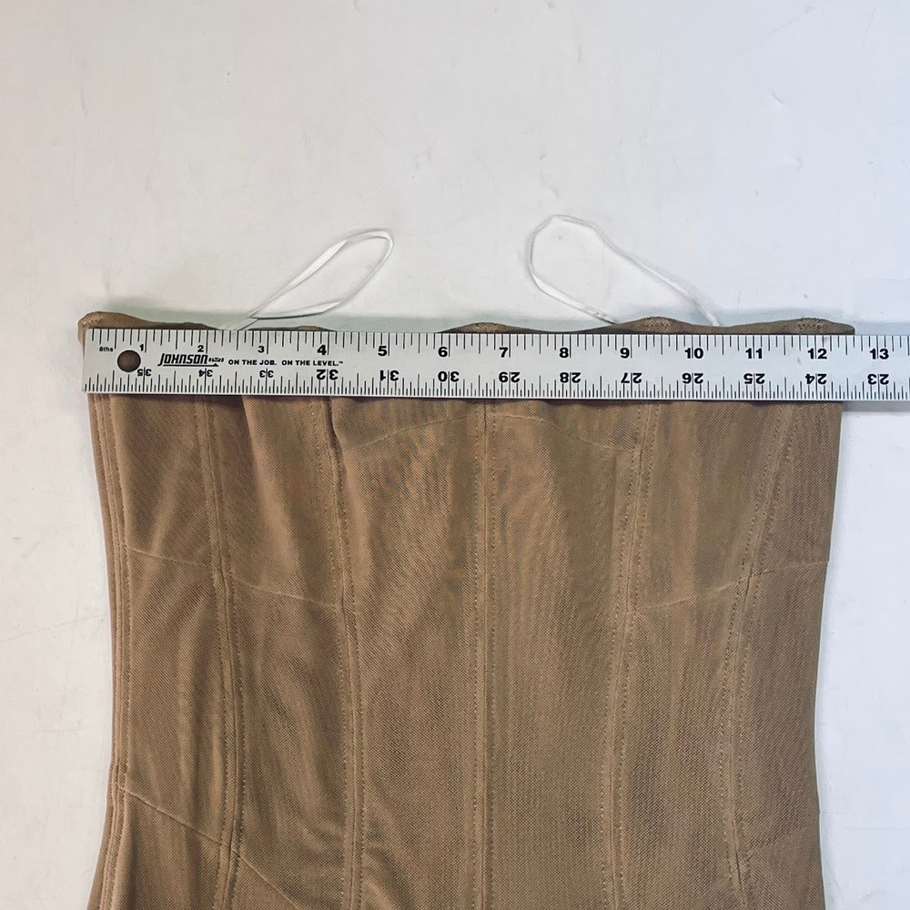 Outcast Womens Tan Mesh Strapless Corset Top Size M Boning Detail Back Zip - Picture 11 of 13